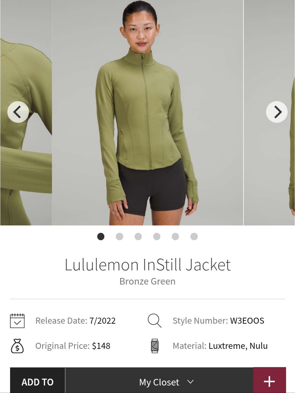 lululemon athletica Bronze Green InStill Jacket